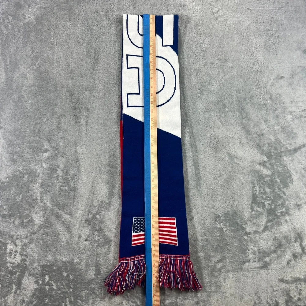 FIFA Scarf USA World Cup 2023 OS Red White Blue Knit Fringe Logo